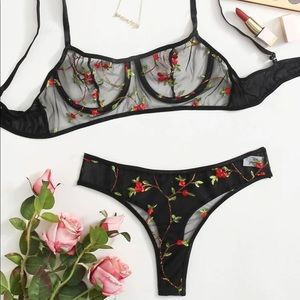 Mesh Underwire Bra and Panties Set